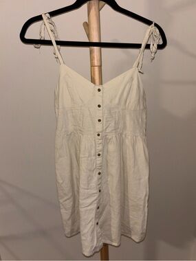 Aerie Cream Tie-Shoulder Button-Front Mini Sundress